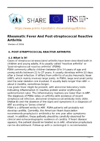 Rheumatic Fever and Post-Streptococcal Reactive Arthritis Version of 2016