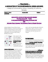 TRACINGS••• a NEWSLETTER of the ENVIRONMENTAL DESIGN ARCHIVES College of Environmental Design, University of California, Berkeley