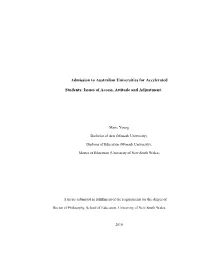 Admission to Australian Universities for Accelerated Students
