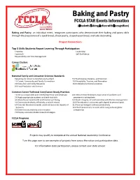 Baking and Pastry FCCLA STAR Events Information (Students Taking Action with Recognition)