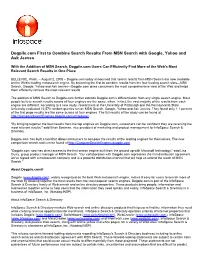 Dogpile.Com First to Combine Search Results from MSN Search with Google, Yahoo and Ask Jeeves