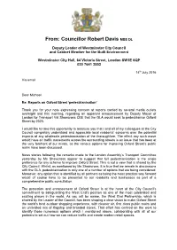 From: Councillor Robert Davis MBE DL