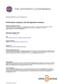 Performative Reading in the Late Byzantine Theatron