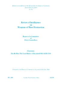Review of Intelligence on Weapons of Mass Destruction