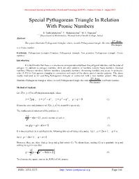 Special Pythagorean Triangle in Relation with Pronic Numbers
