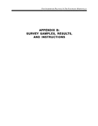 Appendix B: Survey Samples, Results, and Instructions Privacy Online: Fair Information Practices in the Electronic Marketplace