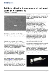 Artificial Object in Trans-Lunar Orbit to Impact Earth on November 13 3 November 2015, by Bob King