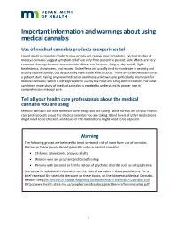 Important Information and Warnings About Using Medical Cannabis