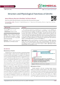 Structure and Physiological Functions of Ghrelin