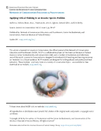 Applying Critical Thinking to an Invasive Species Problem