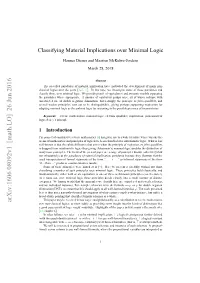 Classifying Material Implications Over Minimal Logic
