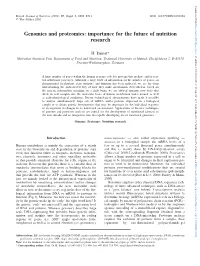 Genomics and Proteomics: Importance for the Future of Nutrition Research