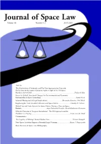 Journal of Space Law Volume 40 Number 1-2 2015-2016