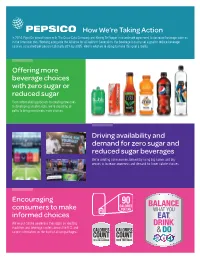 Offering More Beverage Choices with Zero Sugar Or Reduced Sugar