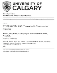 OTHERS of MY KIND: Transatlantic Transgender Histories