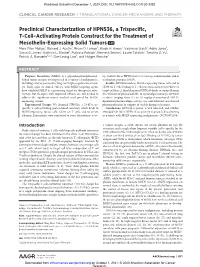 Preclinical Characterization of HPN536, a Trispecific, T-Cell− Activating Protein Construct for the Treatment of Mesothelin-Expressing Solid Tumors