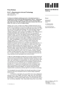 Press Release E.A.T.—Experiments in Art and Technology