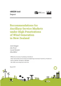 Recommendations for Ancillary Service Markets Under High Penetrations of Wind Generation in New Zealand