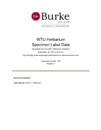 WTU Herbarium Specimen Label Data