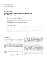 A Determinant Expression for the Generalized Bessel Polynomials