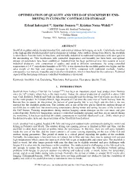 Optimization of Quality and Yield of Stockfish by End- Drying in Climatic Controlled Storage