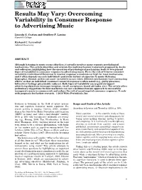 Overcoming Variability in Consumer Response to Advertising Music