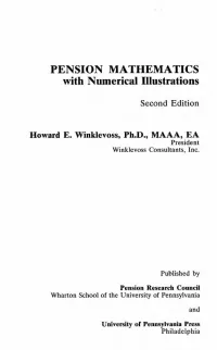 PENSION MATHEMATICS with Numerical Illustrations