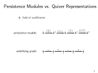 Persistence Modules Vs. Quiver Representations