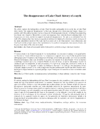 The Disappearance of Lake Chad: History of a Myth