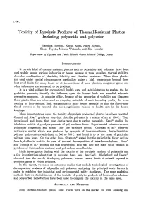 Toxicity of Pyrolysis Products of Thermal-Resistant Plastics Including Polyamide and Polyester