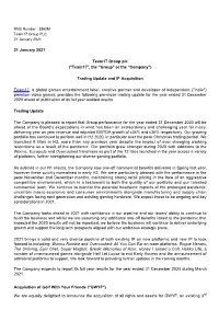 21 January 2021 Team17 Group Plc ("Team17", the "Group" Or the "Company") Trading Update and IP Ac