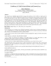 Conditions of a Valid Custom in Islamic and Common Laws