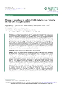 Efficacy of Afoxolaner in a Clinical Field Study in Dogs Naturally Infested with Sarcoptes Scabiei