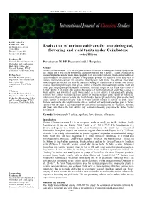 Evaluation of Nerium Cultivars for Morphological, Flowering and Yield