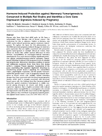 Hormone-Induced Protection Against Mammary Tumorigenesis Is Conserved in Multiple Rat Strains and Identifies a Core Gene Expression Signature Induced by Pregnancy