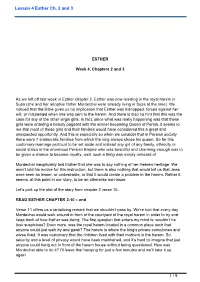 Lesson 4 Esther Ch. 2 and 3