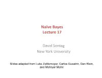 Naïve Bayes Lecture 17