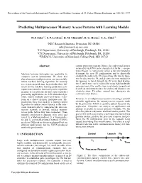 Predicting Multiprocessor Memory Access Patterns with Learning Models