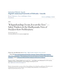 Sakya Thinkers on the Madhyamaka View of Freedom from Proliferations Yaroslav Komarovski University of Nebraska-Lincoln, Ykomarovski2@Unl.Edu