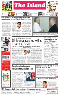 Sirisena Seeks AG's Intervention