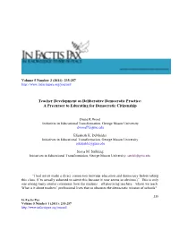 Teacher Development As Deliberative Democratic Practice: a Precursor to Educating for Democratic Citizenship