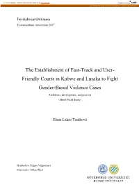 The Establishment of Fast-Track and User- Friendly Courts in Kabwe and Lusaka to Fight Gender-Based Violence Cases