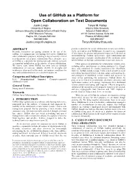 Use of Github As a Platform for Open Collaboration on Text Documents Justin Longo Tanya M