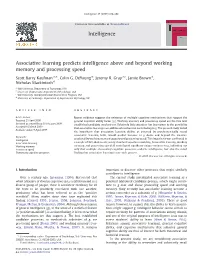 Associative Learning Predicts Intelligence Above and Beyond Working Memory and Processing Speed