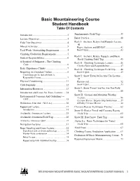 Basic Mountaineering Course Student Handbook Table of Contents