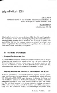 Belgian Polities in 2003
