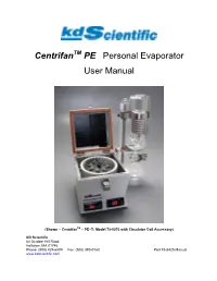 Centrifan PE Personal Evaporator User Manual