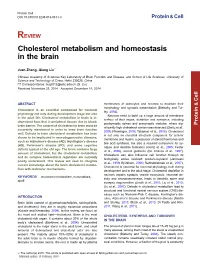 Cholesterol Metabolism and Homeostasis in the Brain