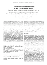 Comparative Proteomics Analysis of Primary Cutaneous Amyloidosis
