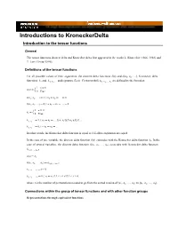 Introductions to Kroneckerdelta Introduction to the Tensor Functions